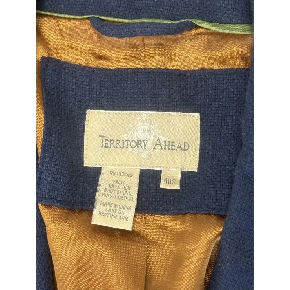 Territory Ahead Blazer Mens 40S Silk Sport Coat Gold Lining Classic Two Button